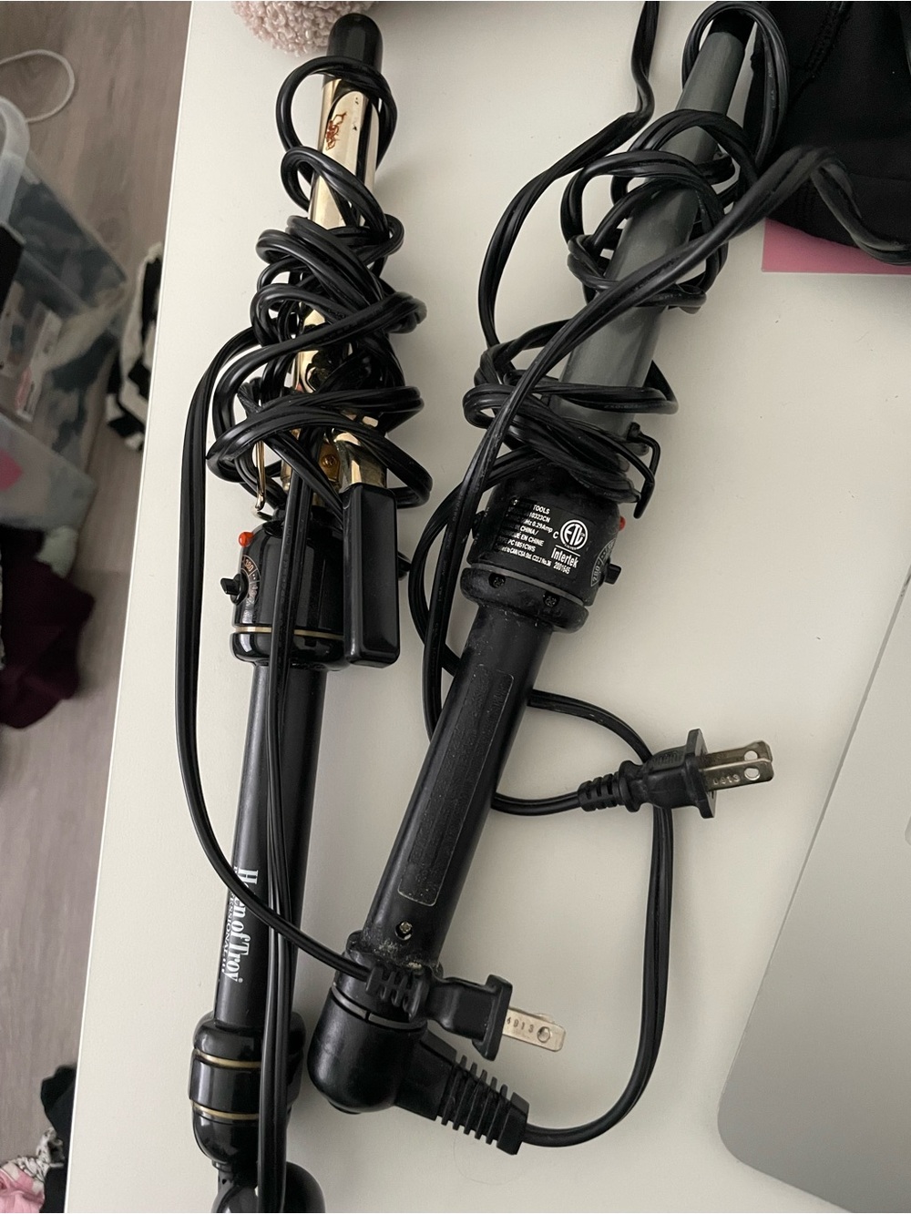 Set of Black Curling Irons with Gold Barrel